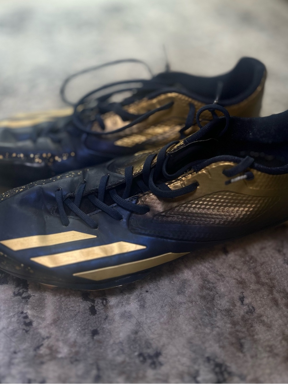 adidas Navy and Gold Lightweight Soccer Cleats - Picture 3 of 5
